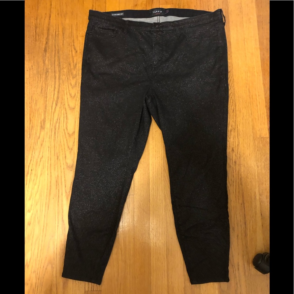 Torrid Black Sky High Skinny Crop Glitter Jeans